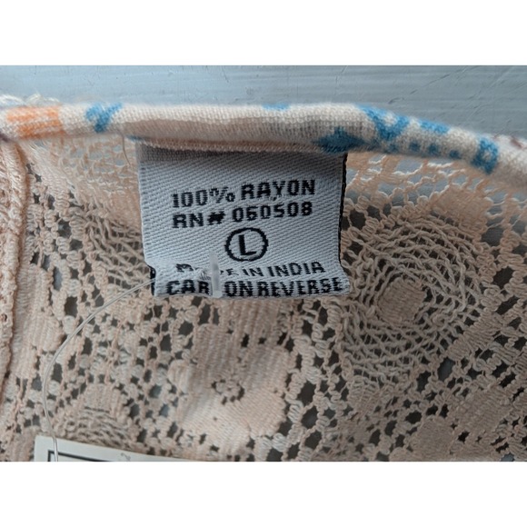 Emma G Cold Shoulder Top Crochet Lace Peasant Boho Tunic Rayon Womens Size L NWT - Picture 9 of 11